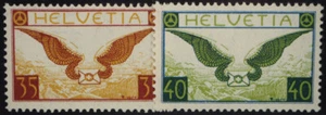 1929 Schweiz, Flugpost, glatter Gummi, postfr. Kabinettsatz. SBK F14/15. - Bild 1 von 1