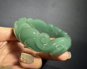 Top Grade Natural Green Dongling Jade Bracelet/ Fine Hand Carving - Picture 1 of 15
