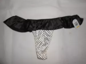 New Jessica Simpson black and ivory polka dot thong Underwear  Size M - Picture 1 of 4