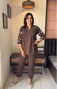 Bollywood Designer Ethnic Kurta Set Indian Office Party Wear Kurti Pant Cord Set - Picture 1 of 5