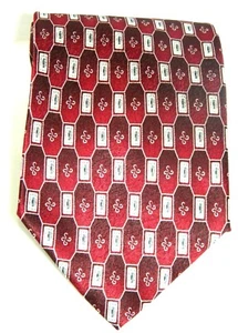MEN'S TIE PIER CARDIN RED WHITE 100% SILK - Picture 1 of 6