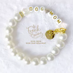 Dog Mom Bracelet White Pearl Dog Name Bracelet Personalize Gifts for Pet Lovers - Picture 1 of 6