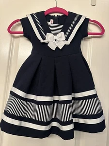 EUC Jessica Ann Girls Navy Blue/White Pleated Sailor Dress Size 3T - Picture 1 of 3