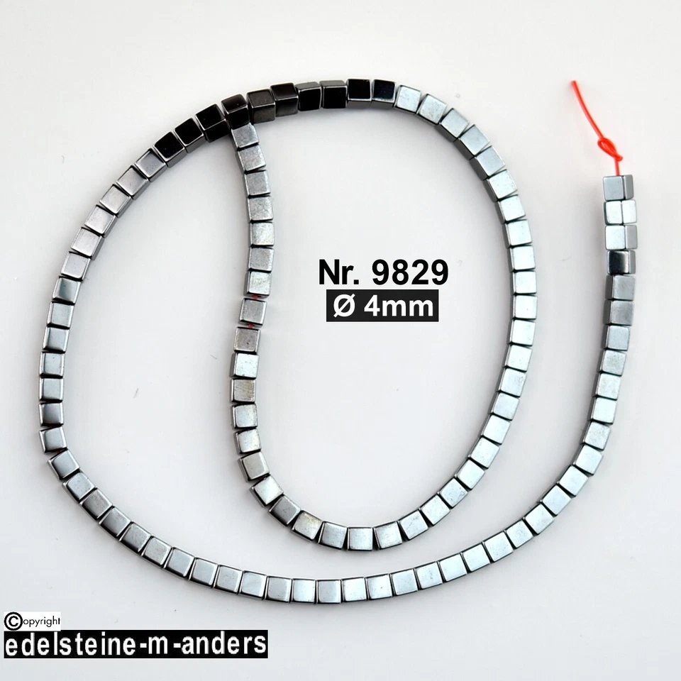Hämatit Edelstein Schmuck Perlen Würfel 4mm Strang Ketten Schmucksteine DIY - Bild 1 von 1