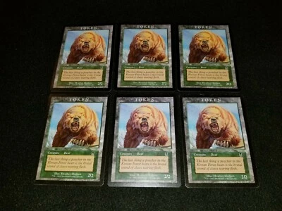 MTG 6x Magic Player Rewards Promo green MP Odyssey Bear Token ships w/ tracking - Image 1 of 2