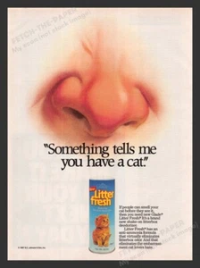 1987 Glade Litter Fresh "Big Nose" No Cat Smell Print Advertisement Ad - Picture 1 of 1