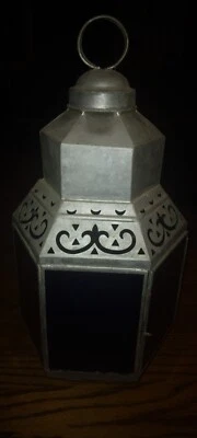 Candelabro colgante aluminio con cristal azul Foto 1 de 3