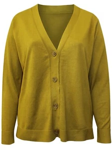 M &Co Olive Curve Plus Size Fine Knit V-Neck Cardigans Size 14-28 - Picture 1 of 4