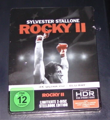 ROCKY II (1979) SYLVESTER STALLONE LIMITIERTE STEELBOOK 4K BLU RAY + BLU RAY NEU - Bild 1 von 4