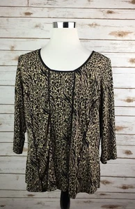 Cato Woman Pullover Top Plus 18/20 Animal Print Gold Glitter 3/4 Sleeve Stretch - Bild 1 von 12