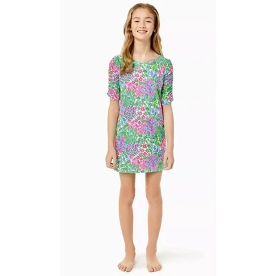 Lilly Pulitzer Girls Mini Belden Dress Printed T-Shirt Ruched S Years NEW 281026 - Image 1 of 4