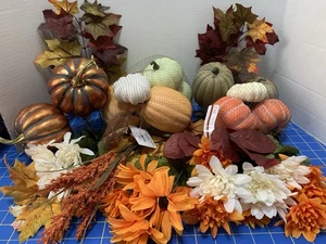 Lot 25 Fall Floral Stems Hobby Lobby Michaels Pumpkin Sets Autumn Leaves NEW - Picture 1 of 11