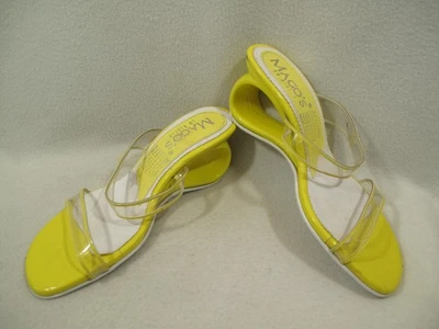 Y2K~Tacones de cuña florales amarillos~Mago's~Talla 6~BOHO~DE COLECCIÓN~Únicos~Puntera abierta~Playa~Español Foto 1 de 4