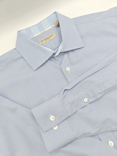 ?? Camicia elegante Burberry London 17 5x35 blu pied de poule