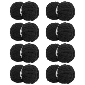 Chunky Yarn for Hand Knitting Soft Jumbo Bulky Fluffy Yarn for Crocheting Bla... - Picture 1 of 7