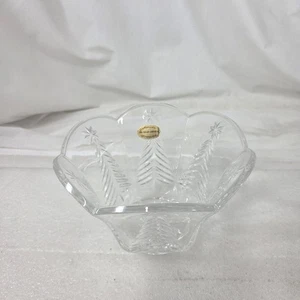 Teleflora 24% Bleikristall Schale Böhmisch Böhmisch Weihnachtsbaumschliff gewellter Rand - Bild 1 von 12