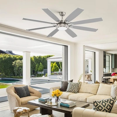 72 Inch Large Ceiling Fans with Lights and Remote Control, Modern Nickel Ceil... - Image 1 of 4