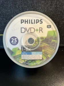 Philips DVD+R  25 Discs 4.7GB 120 Min. 1-8X NEW Blank Media, Sealed AR84-REM - Picture 1 of 4