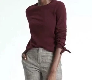 EUC! Banana Republic Women’s S Filpucci Wool Cashmere Burgundy Sweater Bow Cuff - Picture 1 of 16