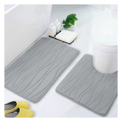 Juegos de alfombras de baño de franela de espuma viscoelástica de lujo 2 piezas - Alfombra de baño 32x20 + 24x2... Foto 1 de 4