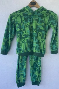 Minecraft Hooded Graphic 2 Piece PJ Set Boys 6/7 Comfort Lounge Nerdy - Picture 1 of 4