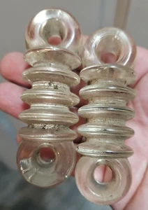 AISLADOR DE VIDRIO TRANSPARENTE DE TENSIÓN DE RADIO SIN MARCA, 3-1/8" y 3-1/4", años 20, lote de 2 - Imagen 1 de 14