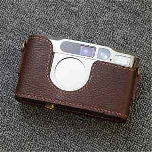 Mezza custodia protettiva in vera pelle per fotocamera fatta a mano per pelle Contax T2 - Foto 1 di 17