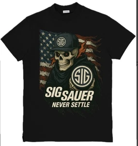 Custom SIG Never Settle Inspired Graphic T-Shirt Top Tee XS-3XL - Bild 1 von 1