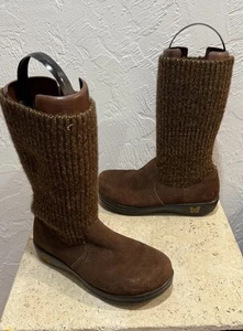Alegria Damen Juneau Strick Stiefel Schokobraun Gold Gr. 39 / 9 Pull On Comfort - Bild 1 von 14