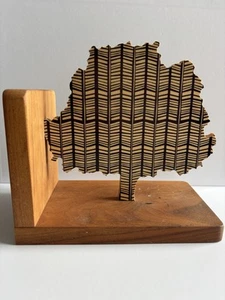 Wolfum Home Adornment Wood Chevron Black Tree Hand Made Book End Beautiful! - Picture 1 of 7