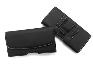 SCHWARZE LEDERTASCHE TRAGEHOLSTER GÜRTELCLIP ETUI FÜR IPHONE 12 PRO MAX - Bild 1 von 7