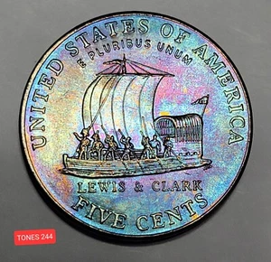 2004-D GEM BU MONSTER TONED JEFFERSON KEEL BOAT NICKEL TONES244  - Bild 1 von 2