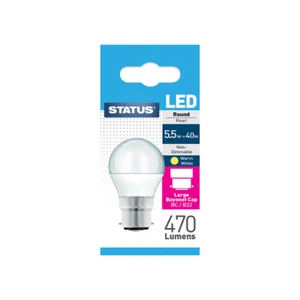 STATUS GOLFBALL BC 5.5W=40W=470LM PEARL LED BULB - Picture 1 of 1