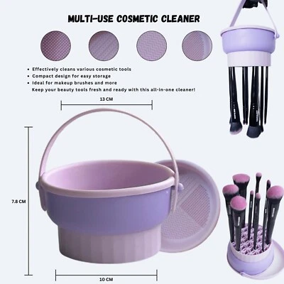 Tazón limpiador de brochas de maquillaje de silicona 3 en 1: lava, seca y almacena cepillos fácilmente Foto 1 de 4