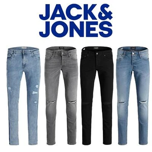 Jack Jones Mens Skinny Jeans Stretch Denim Trouser Ripped Pants 28 to 36 Sizes - Picture 1 of 17
