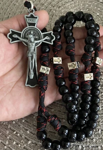 Paracord Catholic Rosary- 3” St. Benedict Crucifix - Durable Rosary - Handmade - Picture 1 of 5
