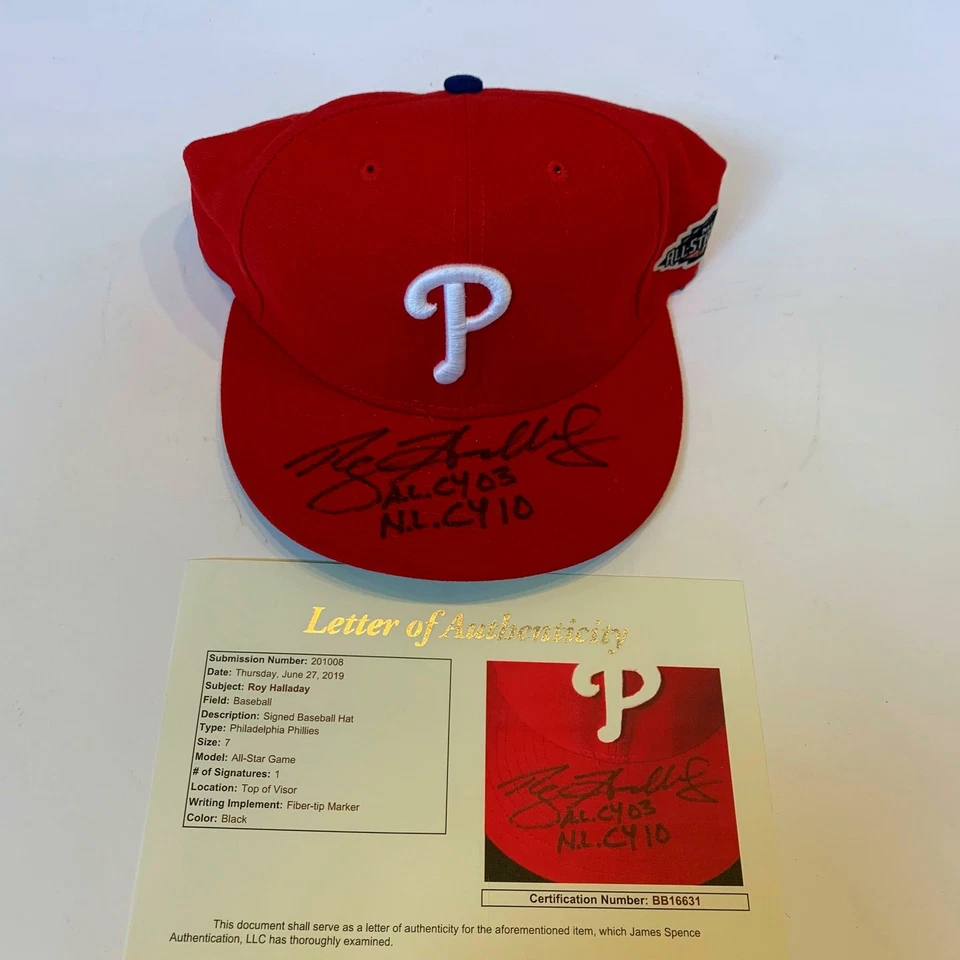 Roy Halladay AL Cy Young 2003 NL Cy Young 2010 Signed All Star Game Hat JSA COA - Image 1 of 4