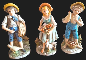 Konvolut Homco Figuren Ernte Bauernhof Junge Mädchen mit Gemüse Junge mit Huhn  - Bild 1 von 13