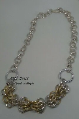 collana donna in alluminio color argento ed oro fiocco - Immagine 1 di 2