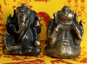 SUPERBE GANESH DIEU Talisman amulette en bronze figurine Thaïlande Asie T116 - Picture 1 of 6