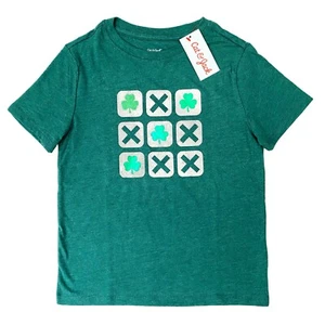 Cat & Jack St Patrick’s Day T-Shirt Shamrock T-Shirt Kids M 8 Green Irish Shiny - Picture 1 of 5