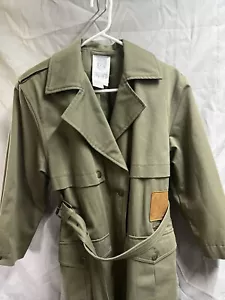 Together! Trench Coat Womens 4 Petite Olive Green Military Belted Jacket Cotton - Picture 1 of 12