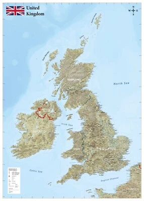 GeoMetro XL Karte von Großbritannien und Irland, UK (100 x 140cm) - Bild 1 von 4