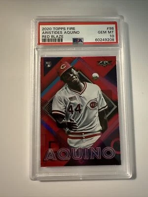 2020 Topps Fire Aristedes Aquino RC Red Blaze #195 PSA 10 Gem Mint Reds - Image 1 of 4
