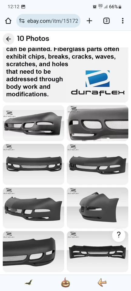 C5 TS Concept Front Bumper Cover 1 Piece fits Chevrolet Corvette 97-04 Dura - Image 1 of 2