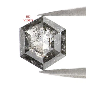 0.84 CT Natural Loose Hexagon Cut Diamond 6.70 MM Salt And Pepper Diamond LQ2967 - Picture 1 of 8