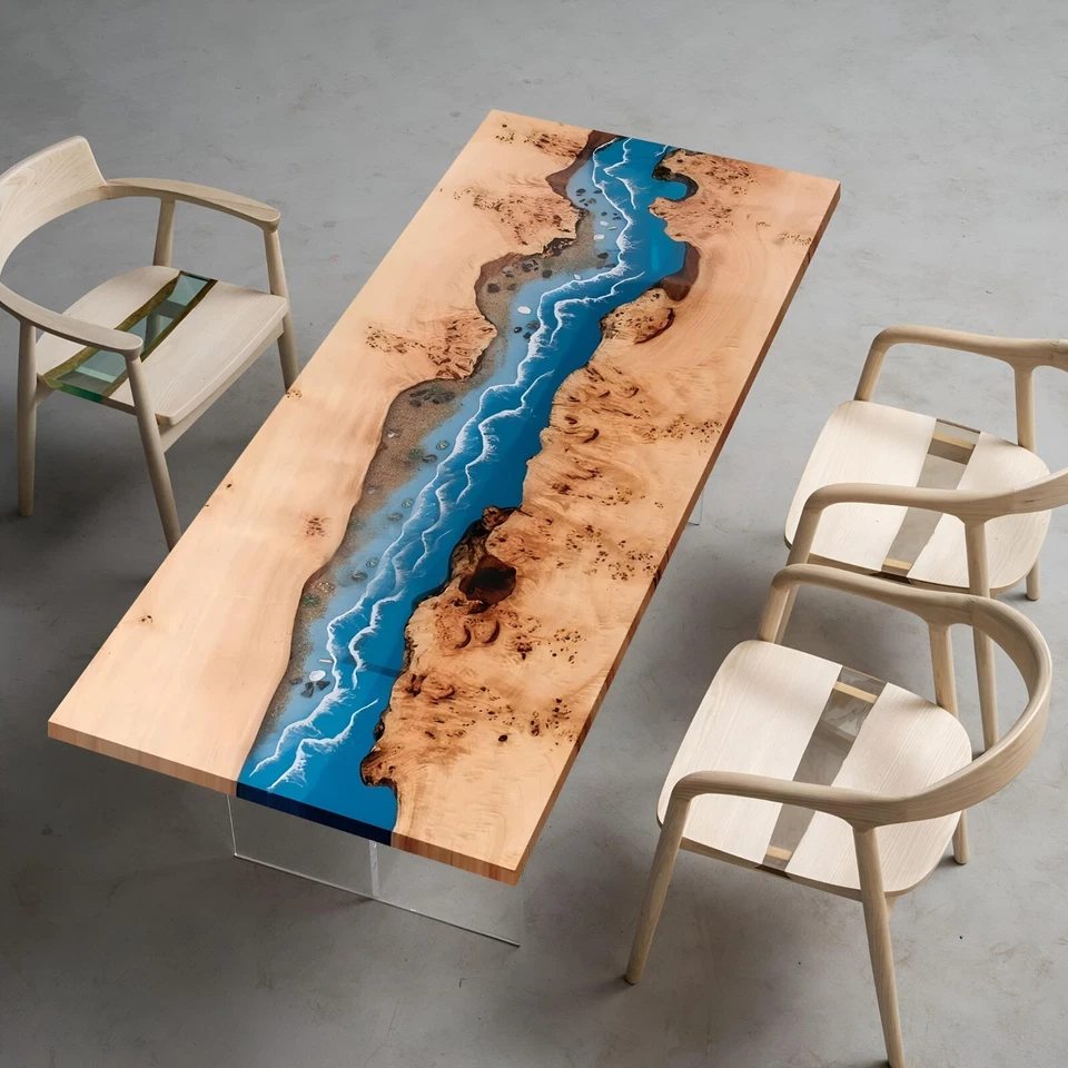Wood table floor River Table Art Art River Table Top Epoxy Resin Resin epoxy cas - Image 1 of 4