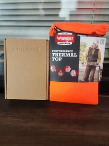 Mens Wrangler Long Sleeve Orange Thermal Top Large & Duracell Headlamp Gift Set - Picture 1 of 5