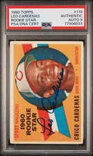 Chico Cardenas ROOKIE On Card Auto Autographed 1960 TOPPS #119 PSA/DNA 9