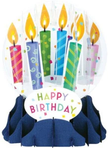 Tarjeta de felicitación emergente con velas de cumpleaños globo de nieve feliz cumpleaños - Imagen 1 de 2